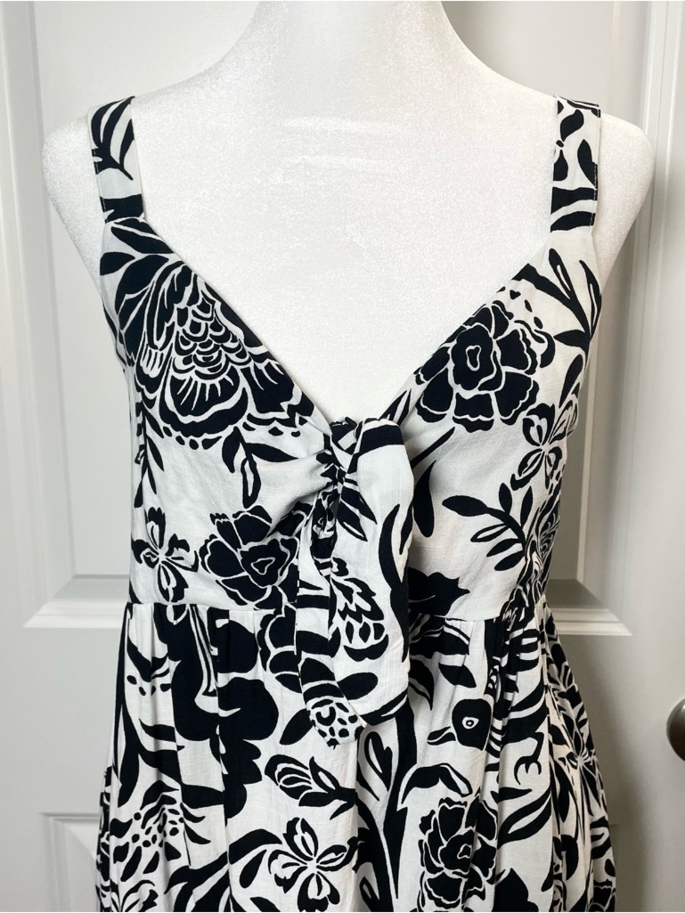 Knox Rose Boho Floral Midi Dress Black White Summer Beach Women’s L - Picture 8 of 16